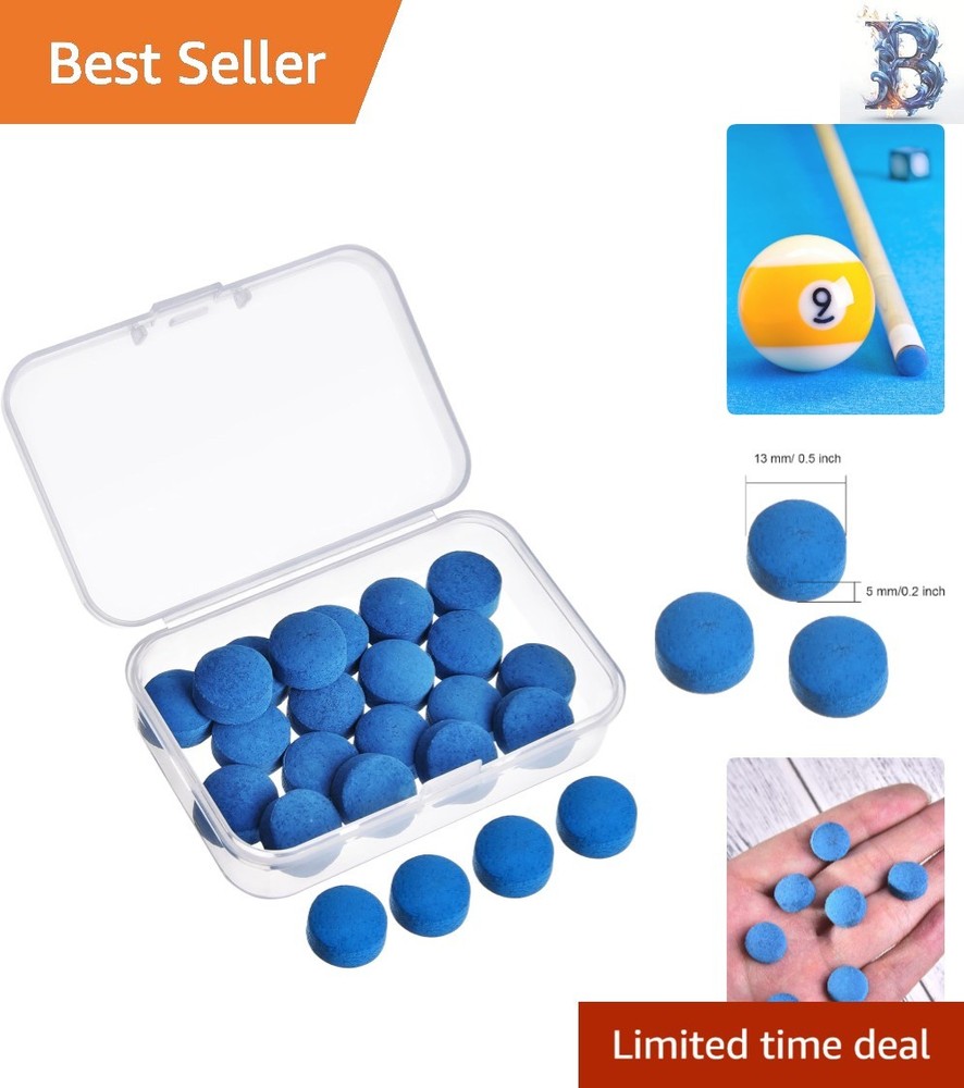 Essential Billiard Cue Tips Replacement Kit – 20 Leather Tips & Storage Solution