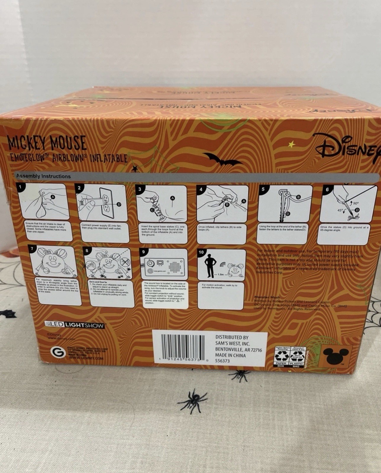 Disney Airblown 6’ Mickey Mouse Emote Glow Inflatable Animated Pumpkin, Orange