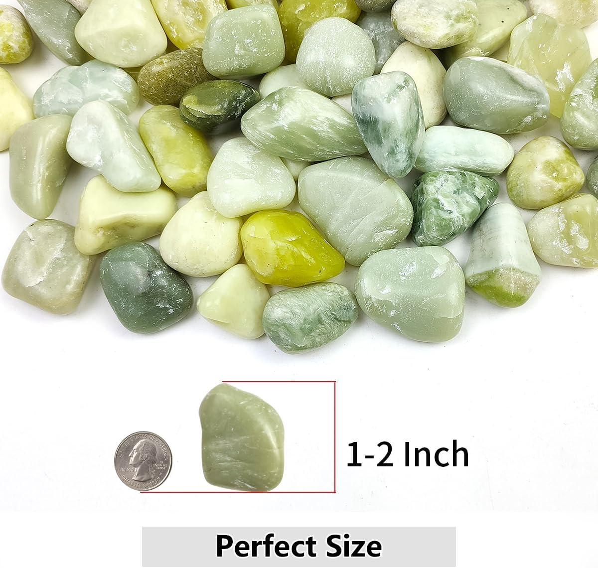 2Lbs Jade Pebbles for Plants, 1-2 Inch High Polished Natural River Rocks for Lan