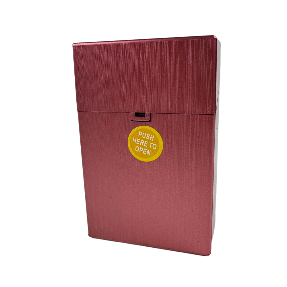 12 PACK King Size Push-to-Open Plastic Cigarette Case Metal Design
