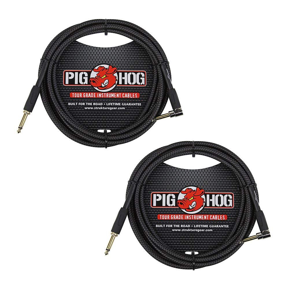 10ft Right-Angle Black Guitar Cable 2-Pack