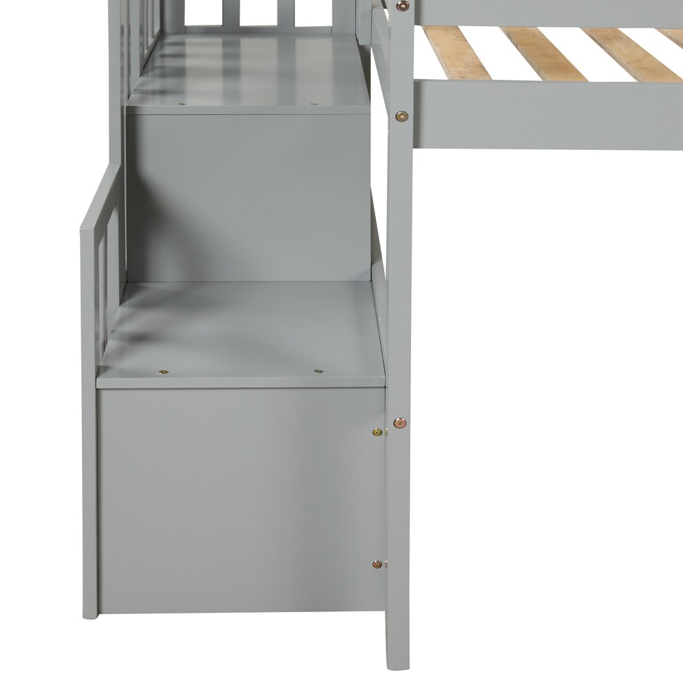 Loft Bed with Staircase Gray Twin Bed Frames