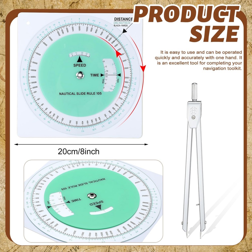 3 Pcs Navigation Kit, Basic Navigation Set Include 18" Parallel Ruler with Cl...