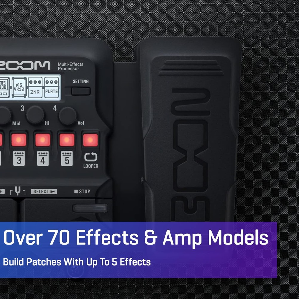 Zoom G1X FOUR Guitar Multi-Effects Processor with Expression Pedal, With 70+