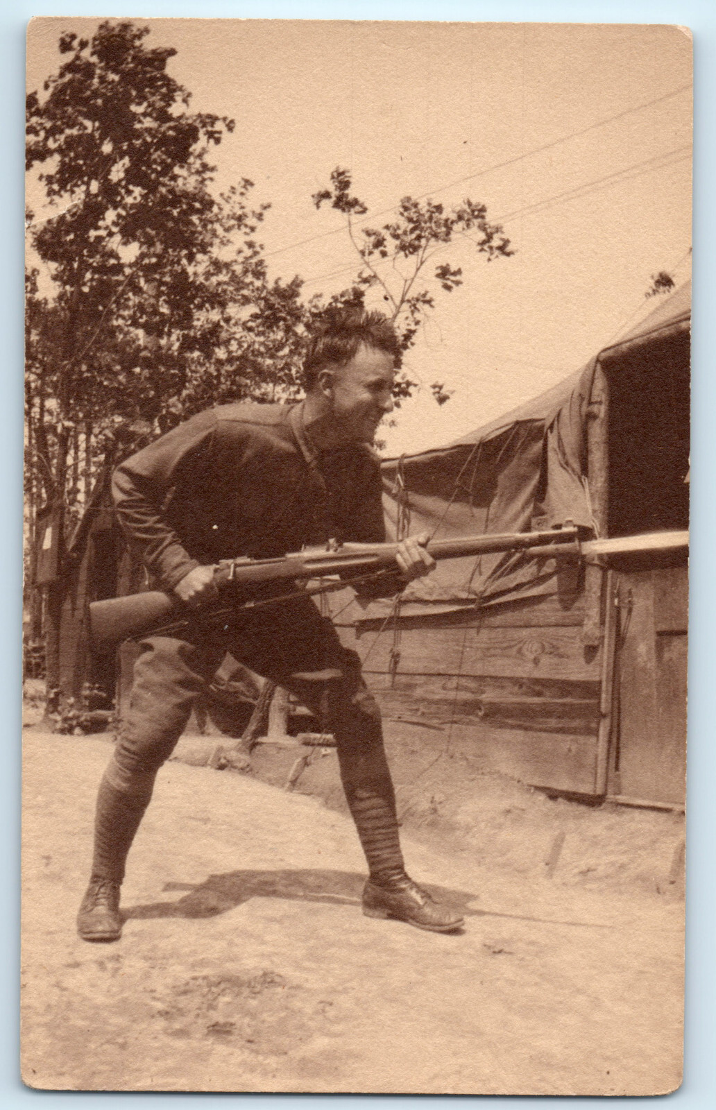 WWI M1903 Springfield With Bayonet Army Soldier Photograph