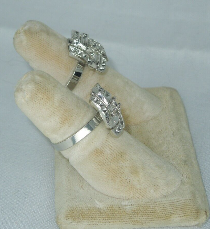 2 Ring Blanks Settings Cabochon Adjustable silver Plated Brass NEW 84V