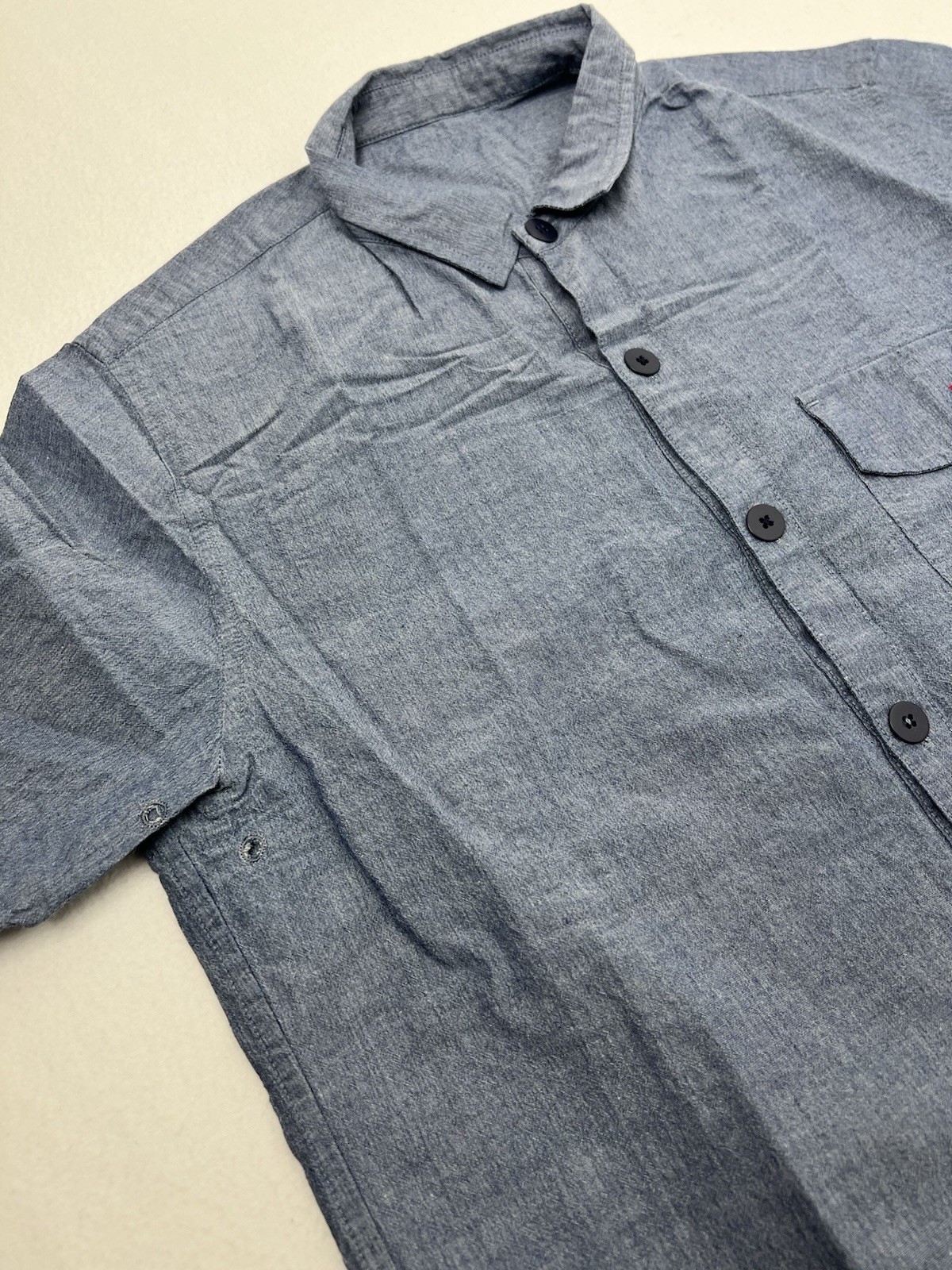 Tilit NYC Shirt Mens Small Blue Short Sleeve Button Down Chef Work Cotton USA