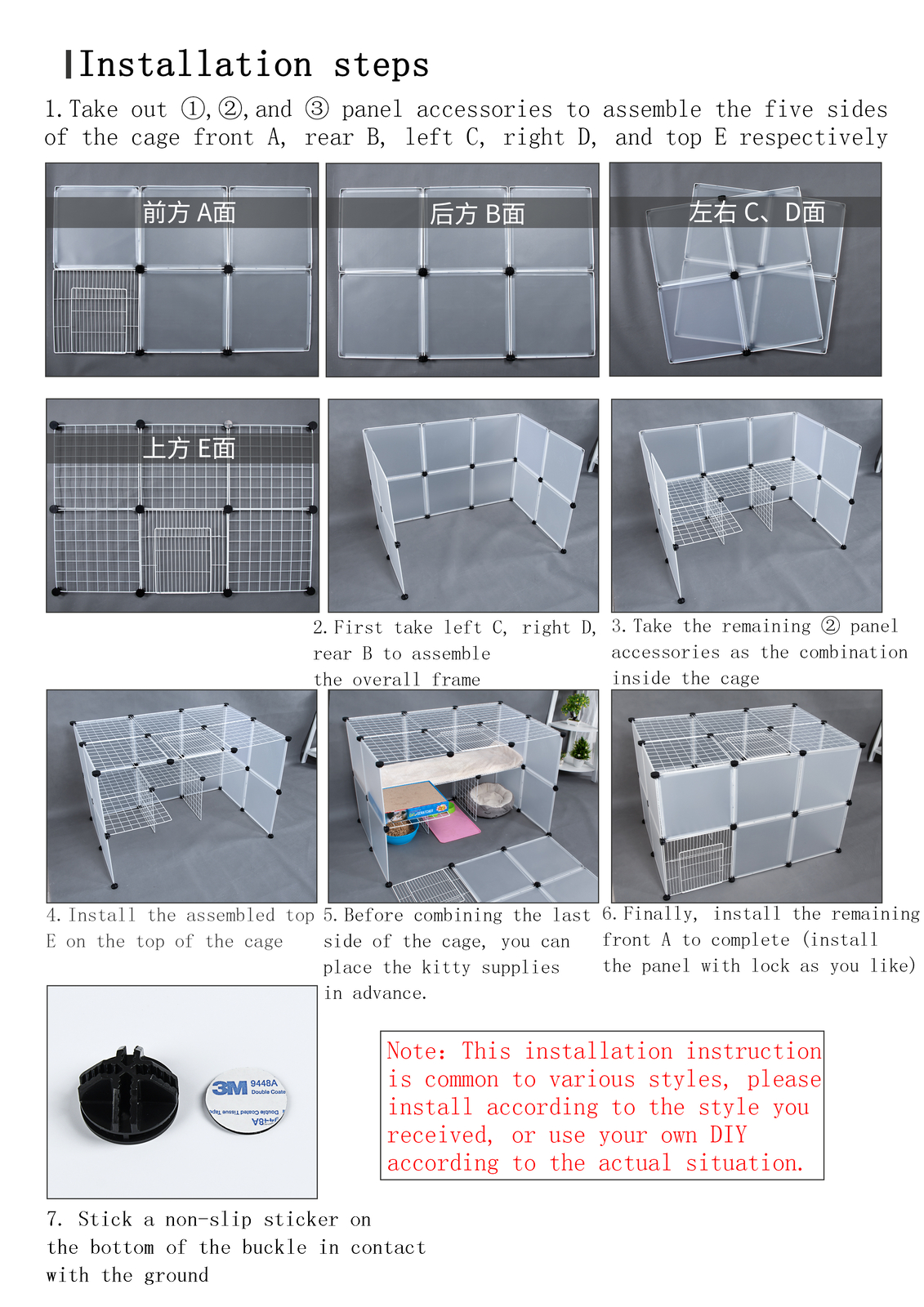3-Tier Cat Cage Folding Matal Wire Cat Crate Kennel Pen Pet House Furniture DIY
