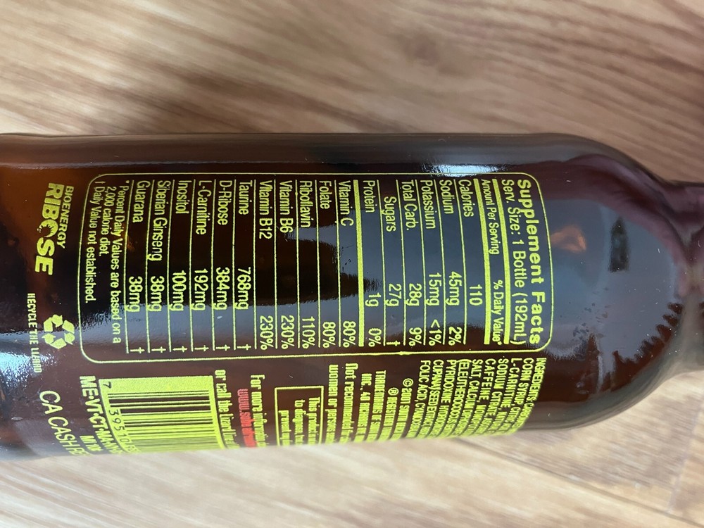 Original SoBe Adrenaline Rush Glass Bottles with Cap