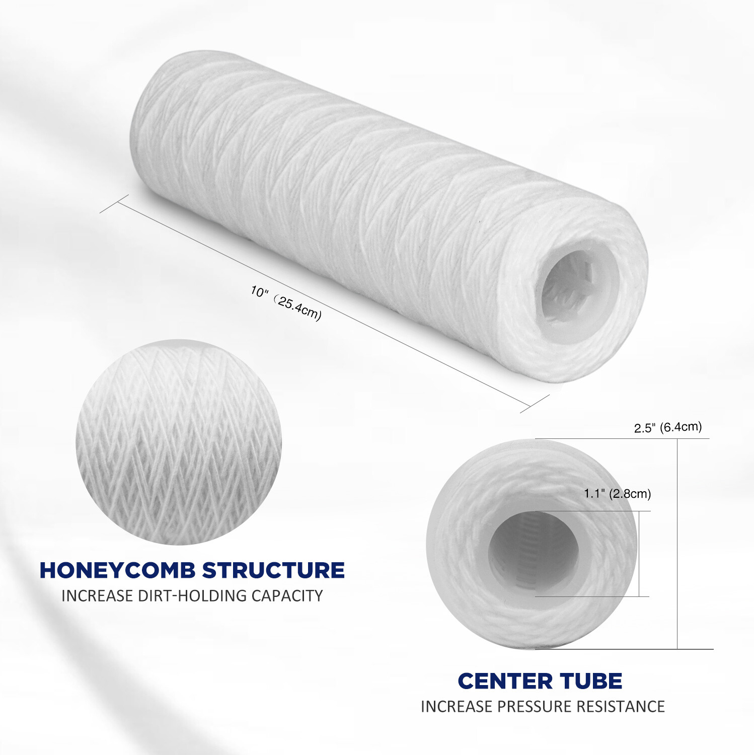 1/5/10/20/30/50 Micron 10" x 2.5" String Wound Whole House Sediment Water Filter