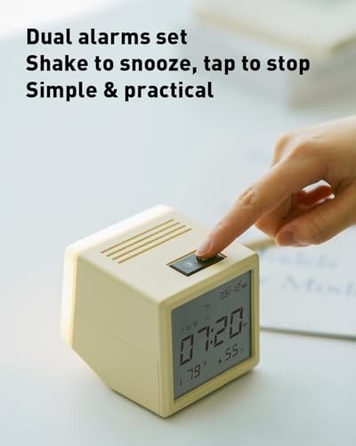 Digital Alarm Clock, with Battery Powered, Dimmable Night Light, Thermometer &