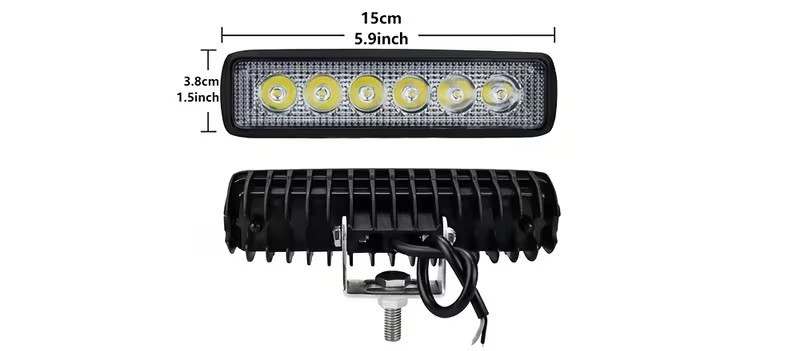 2 x 15cm Rectangular LED Light Bar / Work Lights - Motorcycle, Car or Off Road