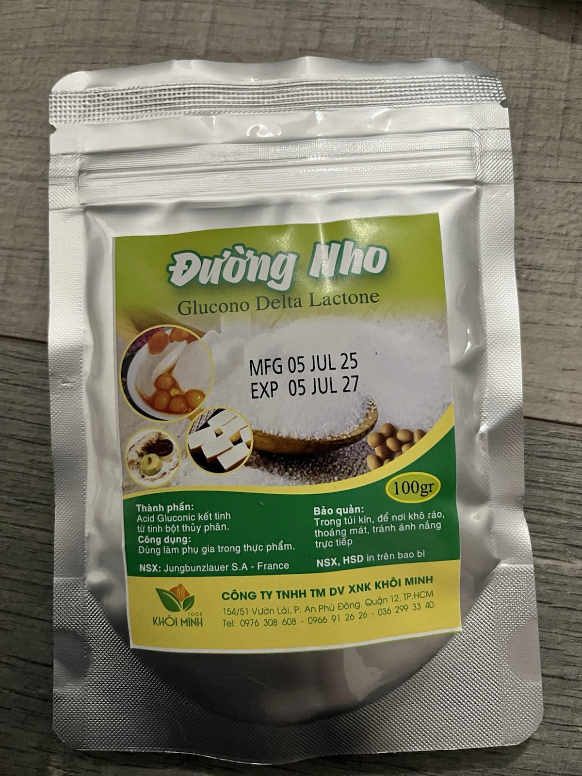 Glucono Delta Lactone -GDL- Duong Nho by Khoi Minh- Food Grade Tofu Coagulant
