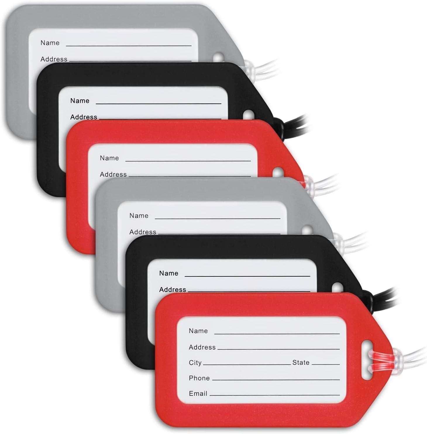 Reliable Luggage Tags Set - 6 PVC Tags with Protective Film for Travel Ease