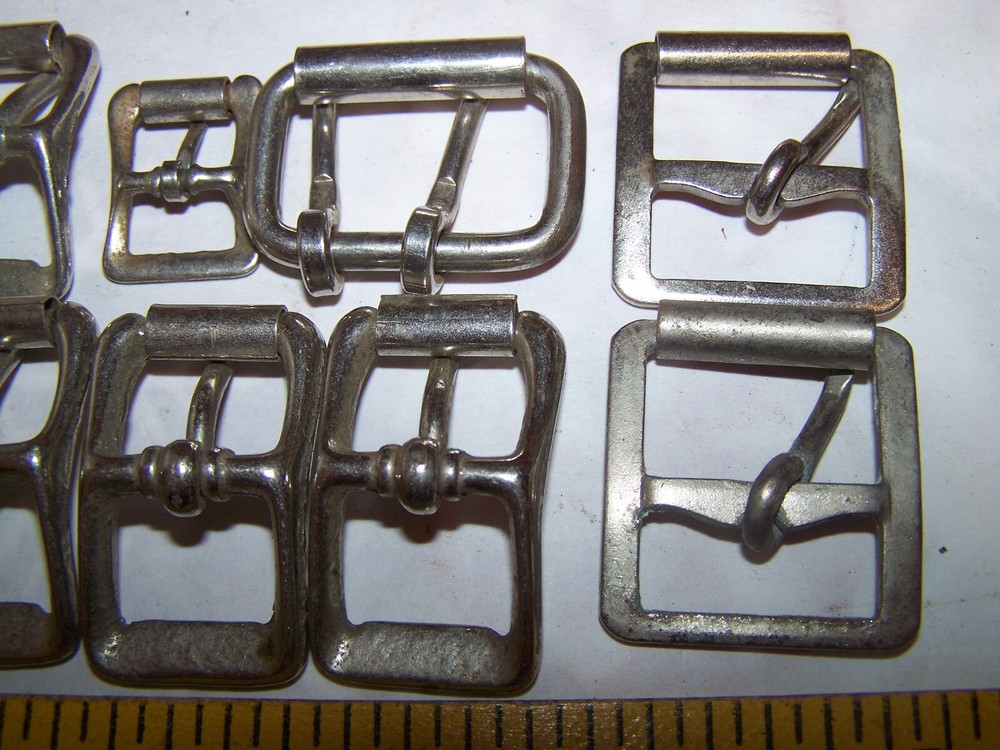 NOS Vintage Rectangular Single Double Prong Roller Buckle for Leather Strap