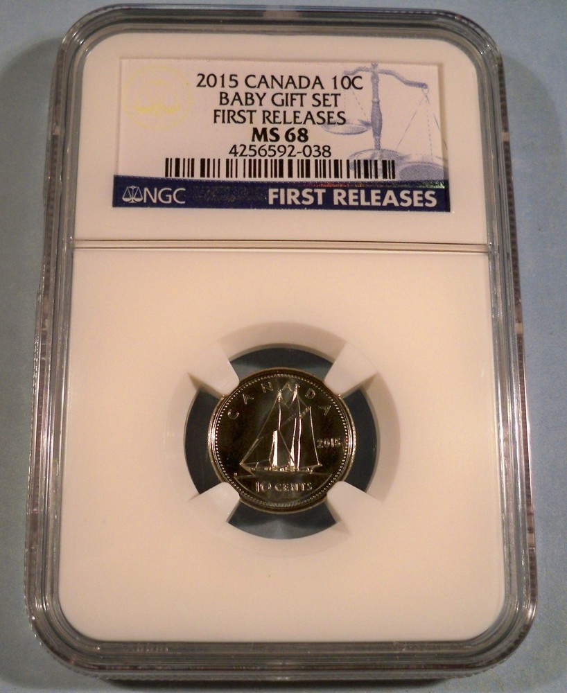 2015 NGC MS68 CANADA DIME BLUENOSE 10c MS 68