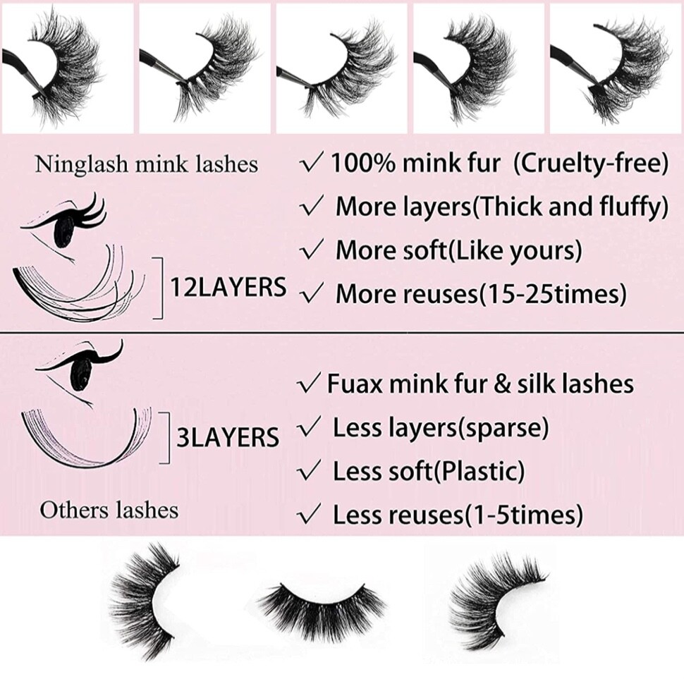 Mink Lashes Bulk Ninglash 10 Pack False Eyelashes
