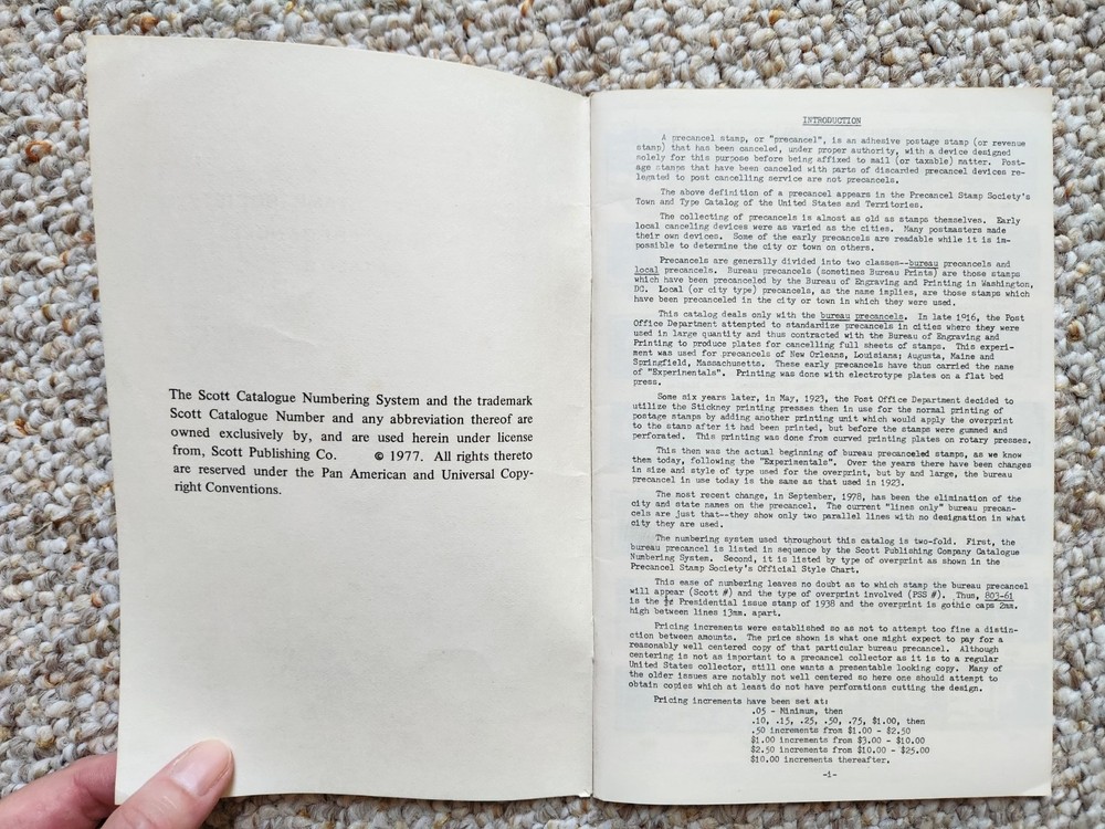 1st Edition Precancel Stamp Society Bureau Precancel Catalog 1979