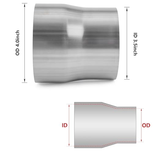 Exhaust Adapter Connector 3" ID to 3.5" OD, Exhaust Pipe Reducer 4" Overall