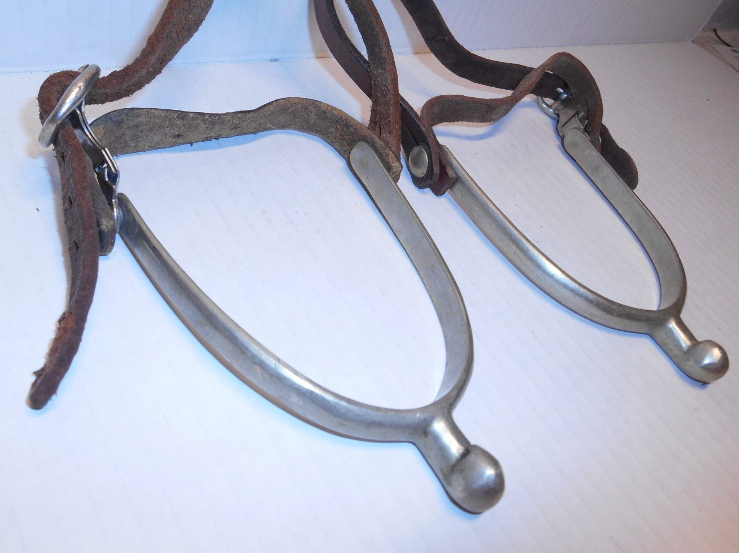Pair Vintage "Never Rust" Leather Horse Cavalry Spurs England