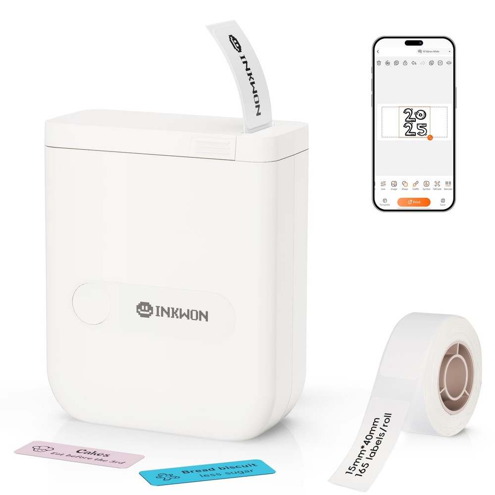 D110 Label Maker Machine with Tape, Bluetooth Mini Label Maker with Various T...