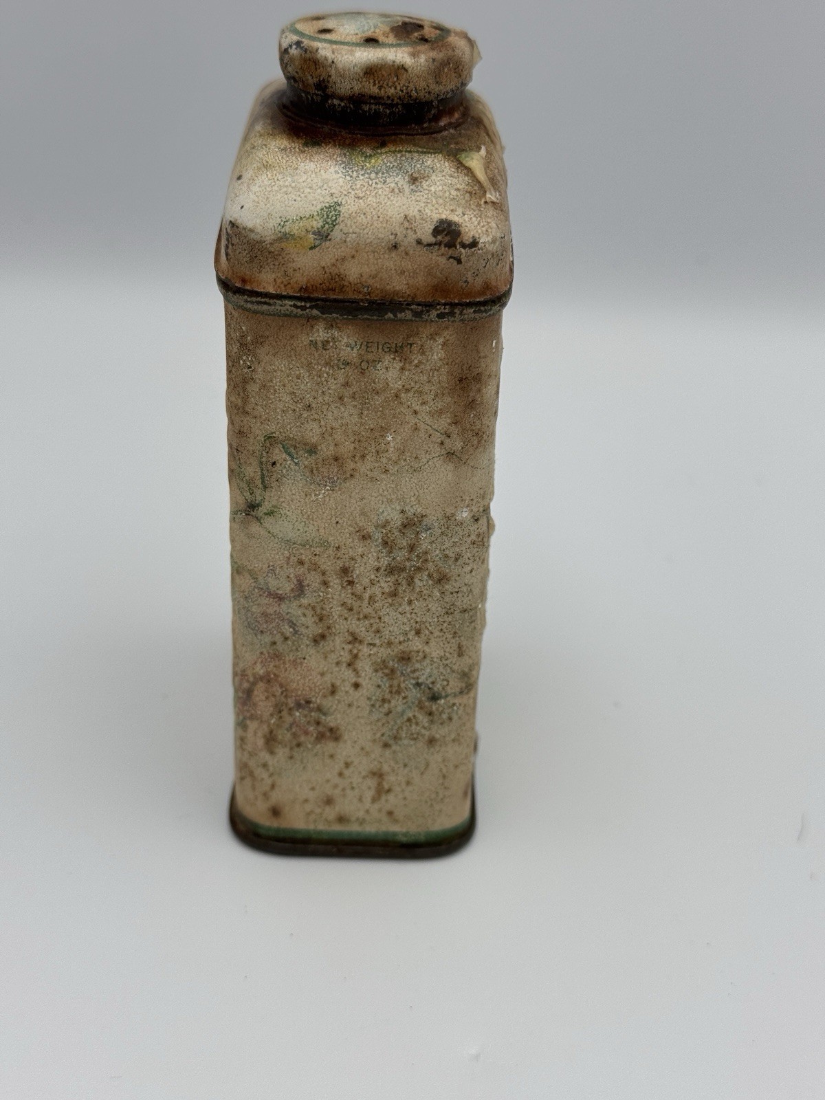 Antique Lazell Sweet Pea Talc Tin c1910 Advertising Floral Patina Cottagecore