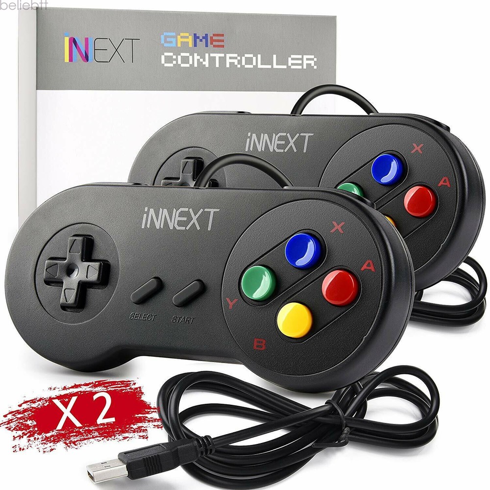 2 Pack Wired/ Wireless SNES USB Controller Gamepad Joystick Super Classic for PC