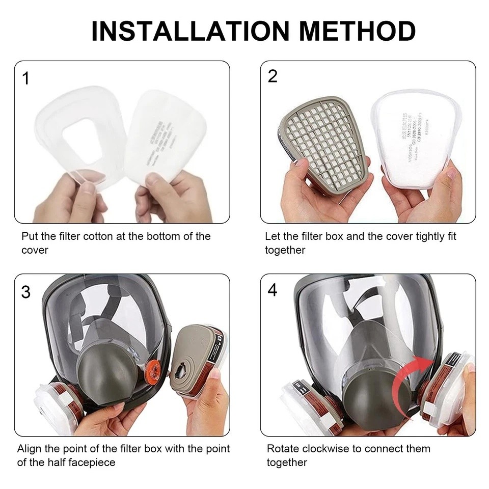 Full Face Gas Mask Painting Spraying Respirator w/Filters for 6800 Facepiece US