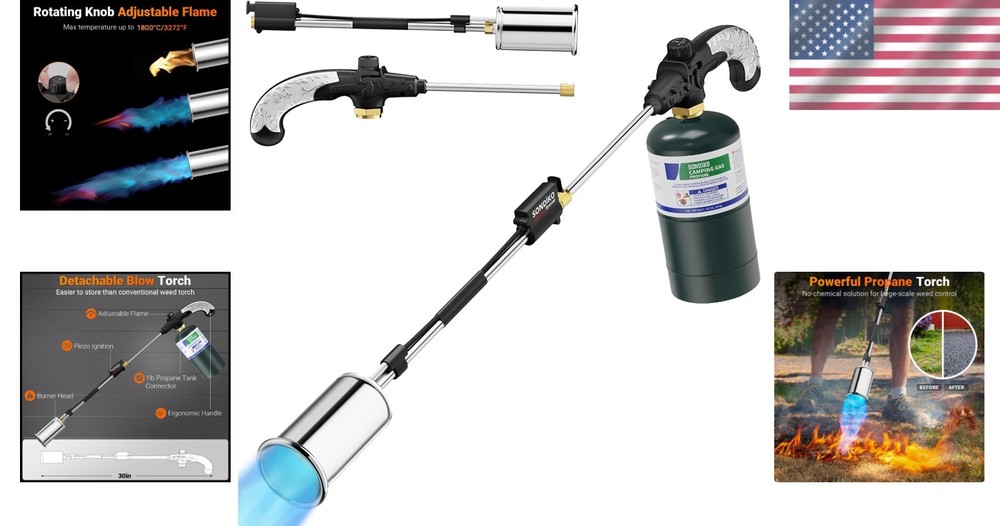 30" Propane Torch Weed Burner - Safe, Versatile Tool for Outdoor Tasks