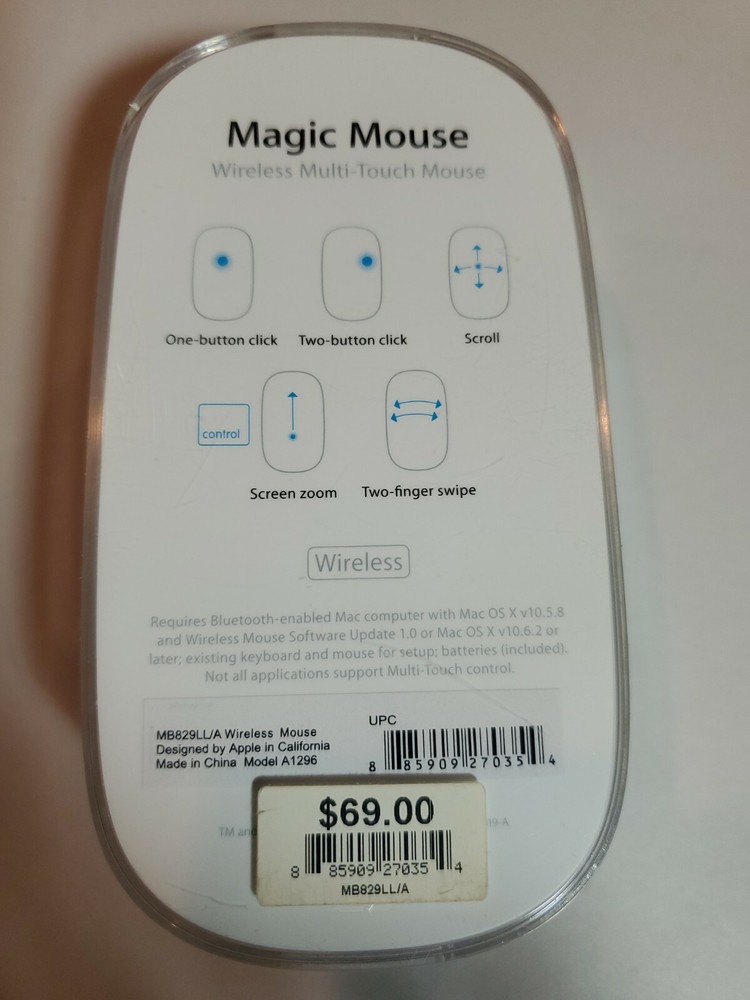 Apple A1296 (MB829LLA) Wireless Magic Mouse Used very good condition