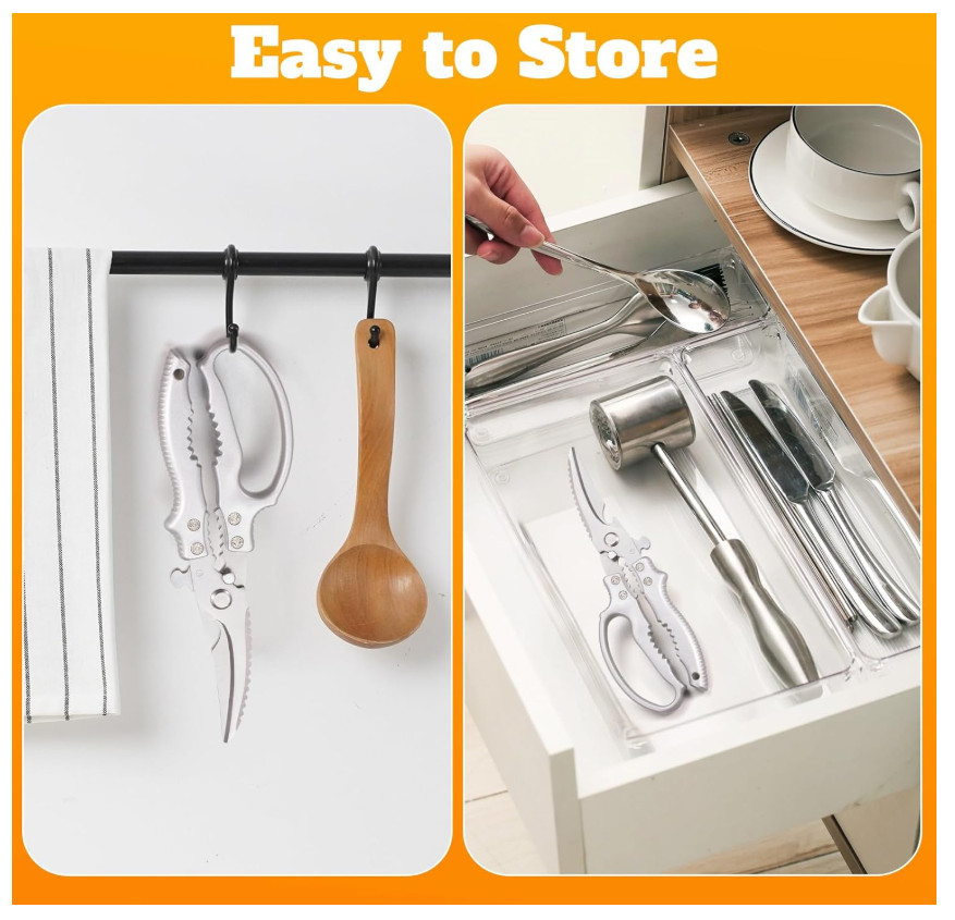 Heavy Duty Kitchen Scissors, Poultry Shears for Meat, Chicken, Bone, Turkey