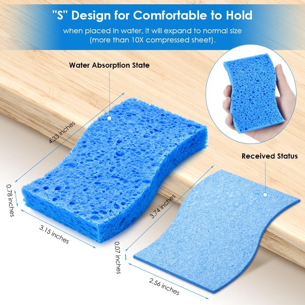 8PCS Dish Sponges Kitchen, Premium Blue Dish Washing Kitchen Sponge, Compressed