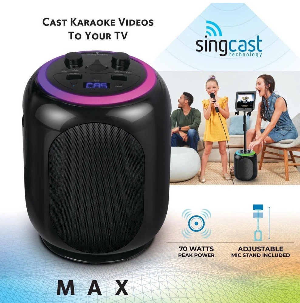 Singing Machine Sing Cast Max Stand-Alone Karaoke Machine, Stand, & LED Lights