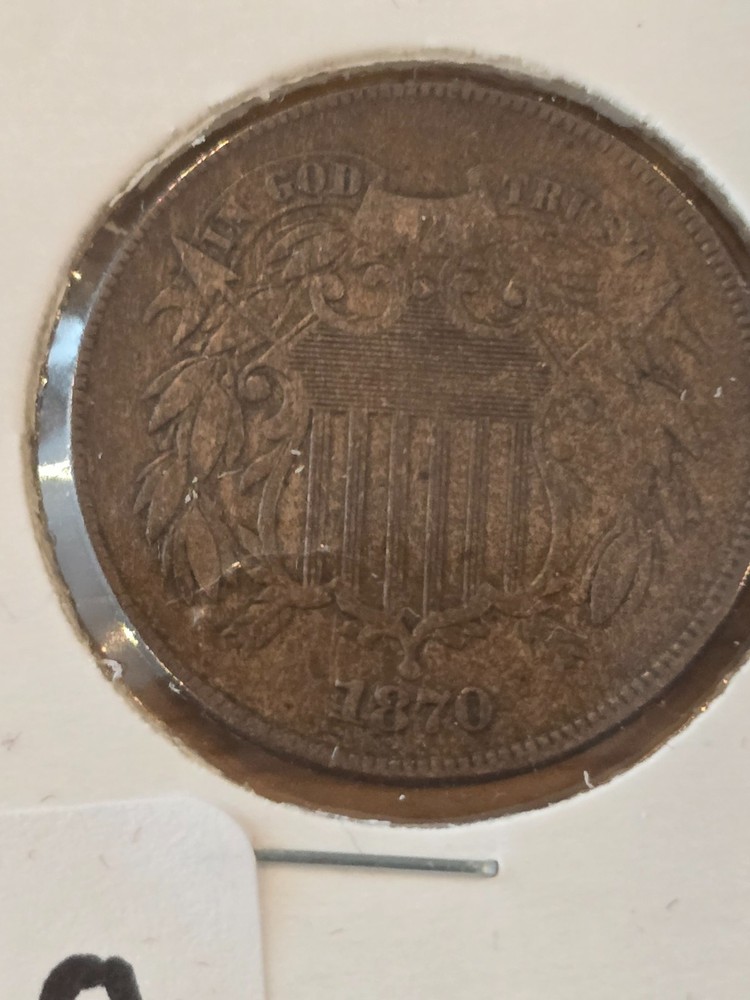 1870 2 cent piece in almost uncirculated condition