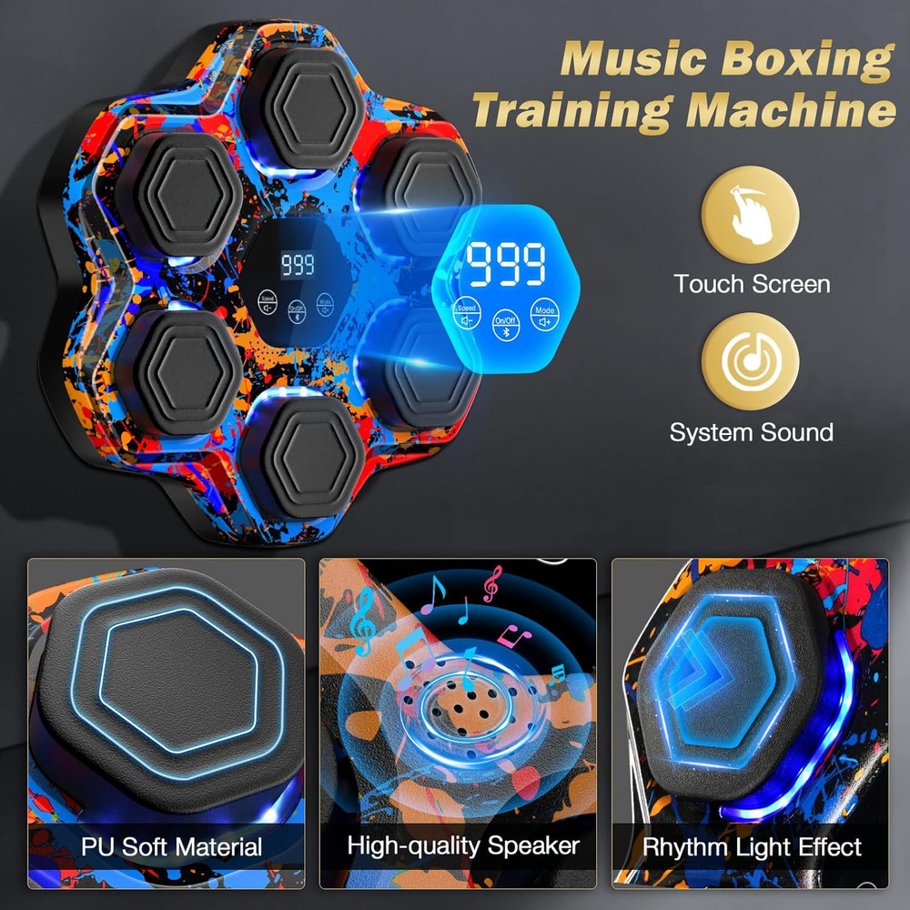 Music Boxing Machine, Smart Bluetooth Boxing Machine with Gloves, Wall Mounted M