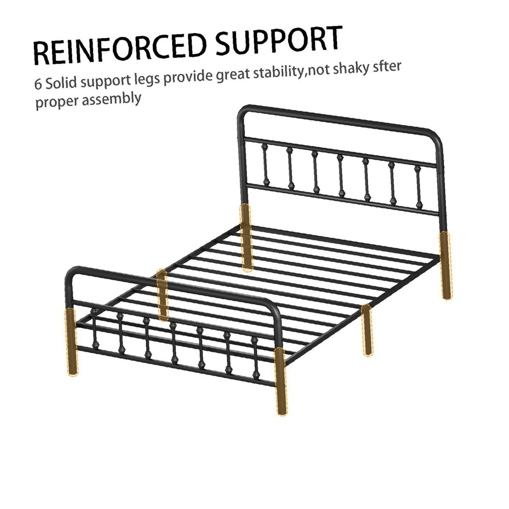 Metal Bed Frame,Queen Size Bed Frame with Headboard,Structurally Stable,