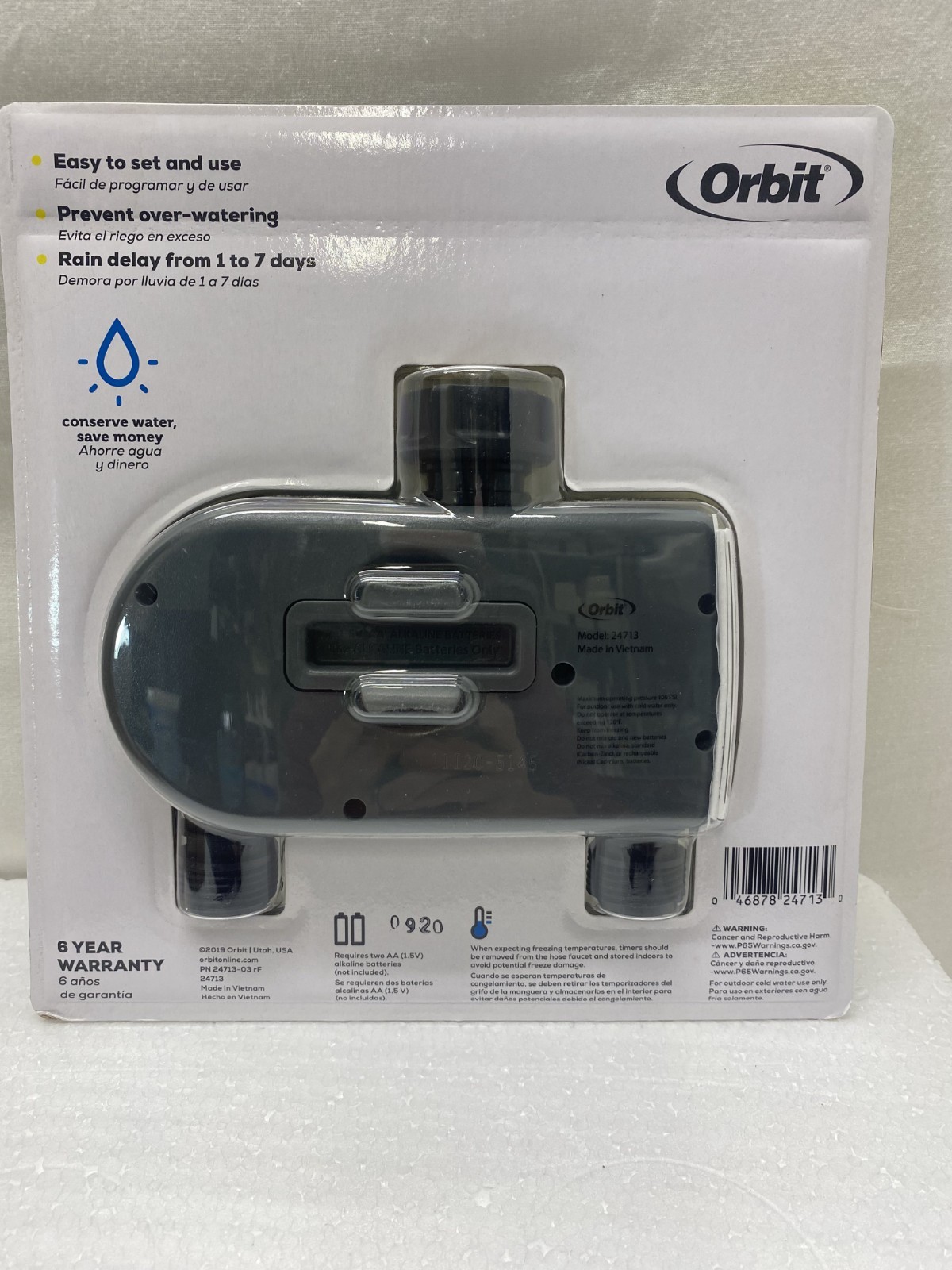 ORBIT #24713 PROGRAMMABLE WATERING TIMER. 2 HOSE CONTROL. NEW IN PACKAGE.