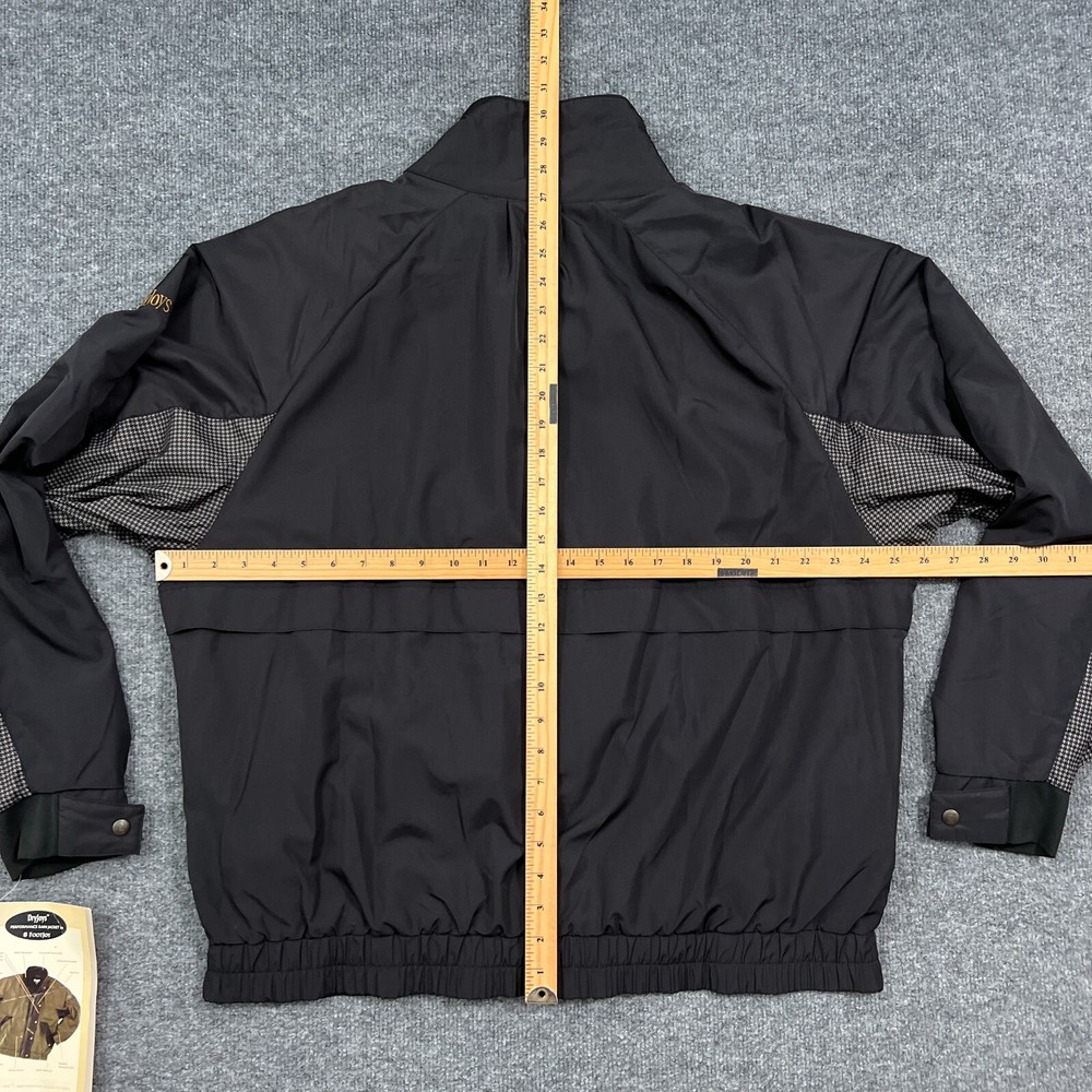 DryJoys FootJoy Mens Jacket Large Black Performance Rain Houndstooth Zip Snap