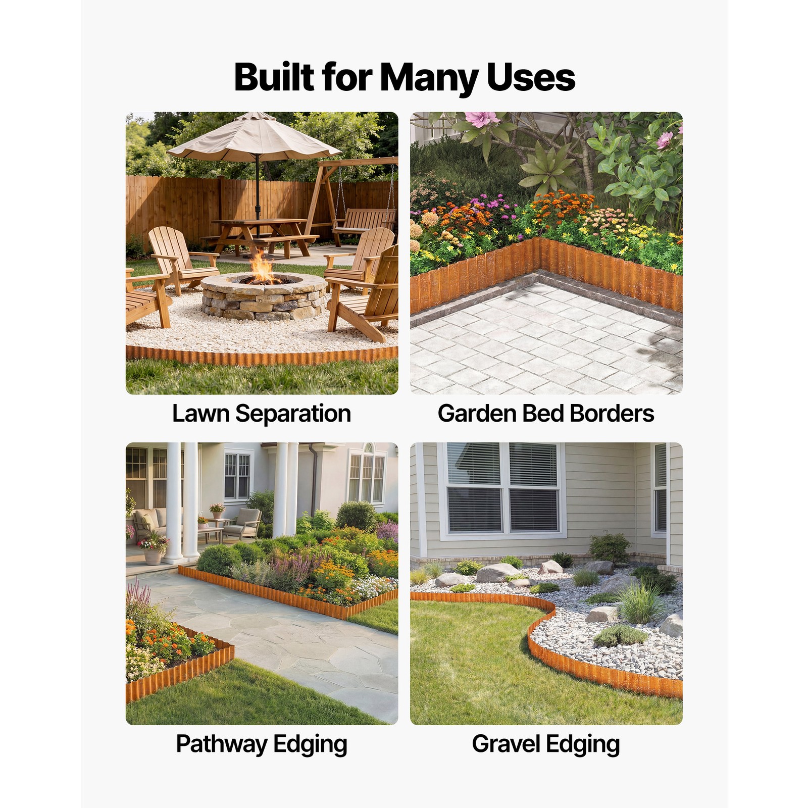 Uimoso Carbon Steel Garden Edging 40 ft x 6 in Metal Landscape Border