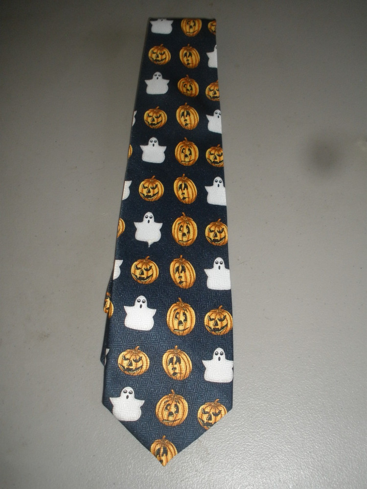 Men's Neck Tie KISSA 100% Polyester Pumpkins & Ghosts