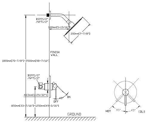 sumerain Black Shower Faucet, Matte Solid Brass Valve,