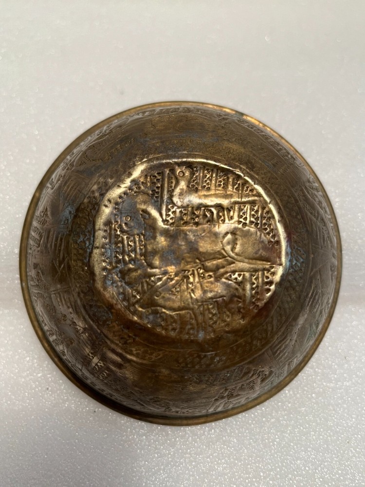 Antique Vintage Middle Eastern Engraved Brass Bowls X 3