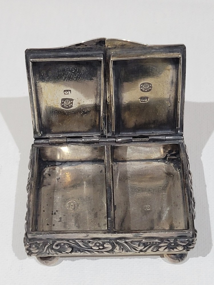 Antique German Solid Silver Double Snuff Box, Circa 1853