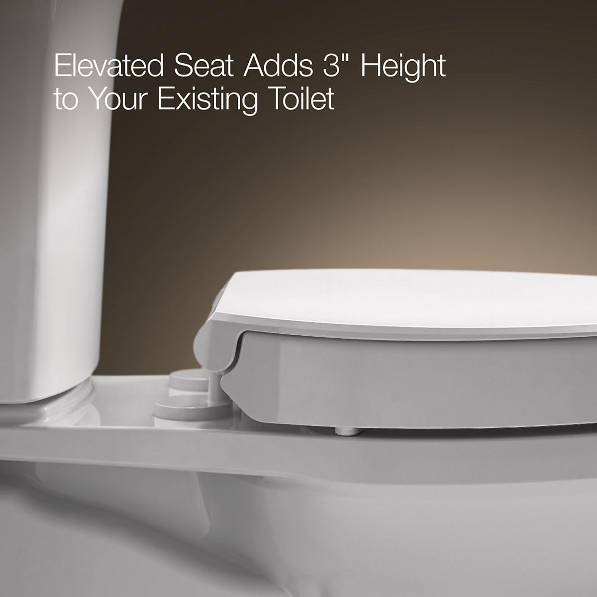 KOHLER 25875-0 Hyten 3" Elevated Toilet Seat: Soft Close, Elongated, White