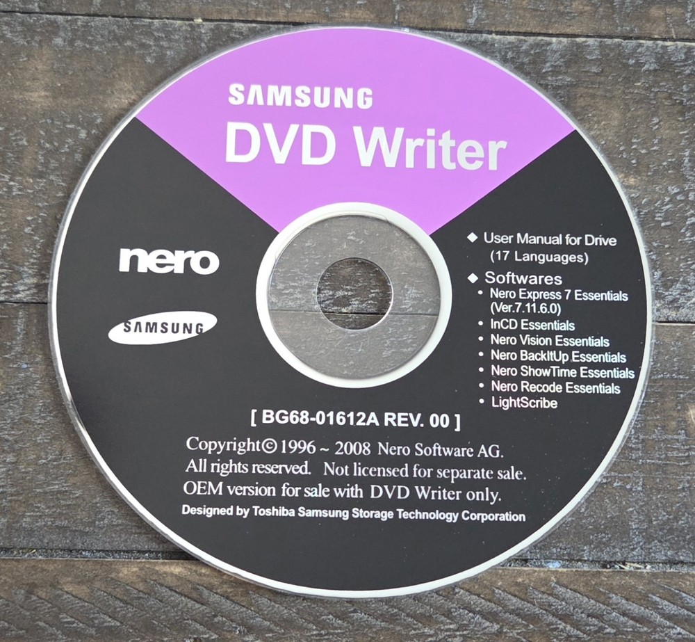 SAMSUNG DVD/CD Nero 7 Essentials CD Writing Burning Tools