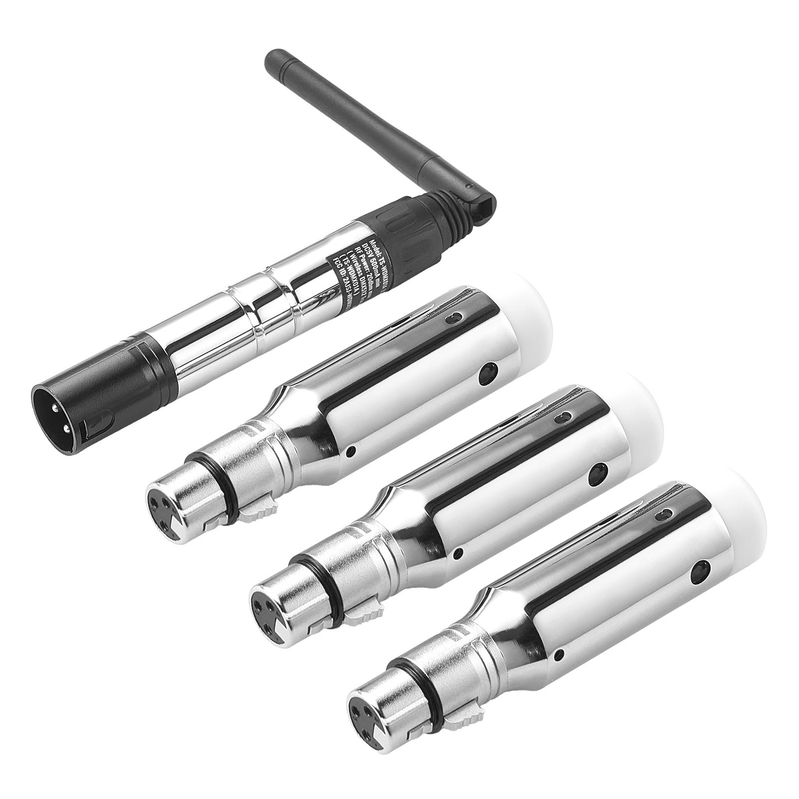 DMX Wireless Receiver Transmitter Rechargeable Battery Stage Light 4 PCs Silver