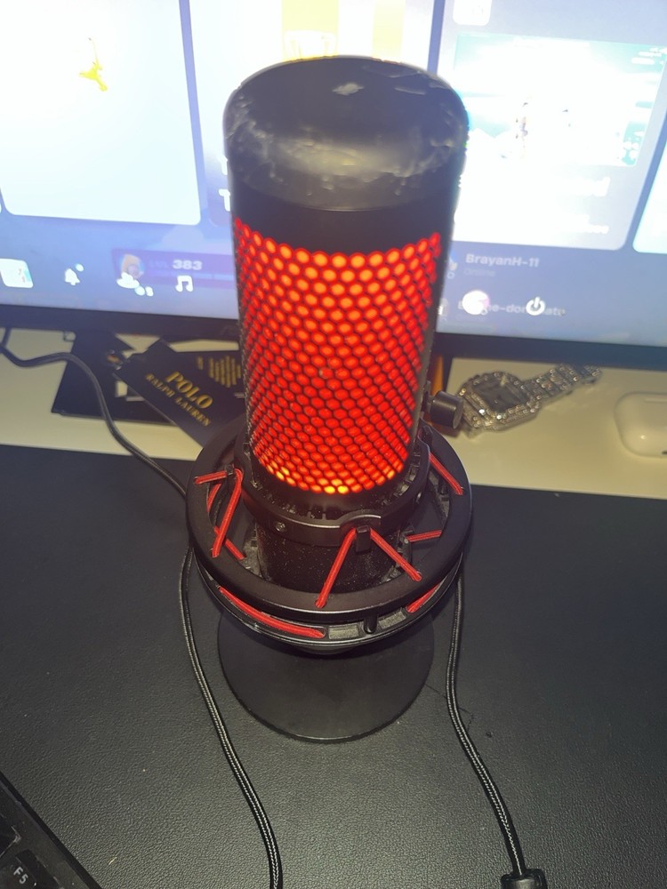 HyperX QuadCast USB Microphone Mute Button Back-Lit Black Red Freestanding