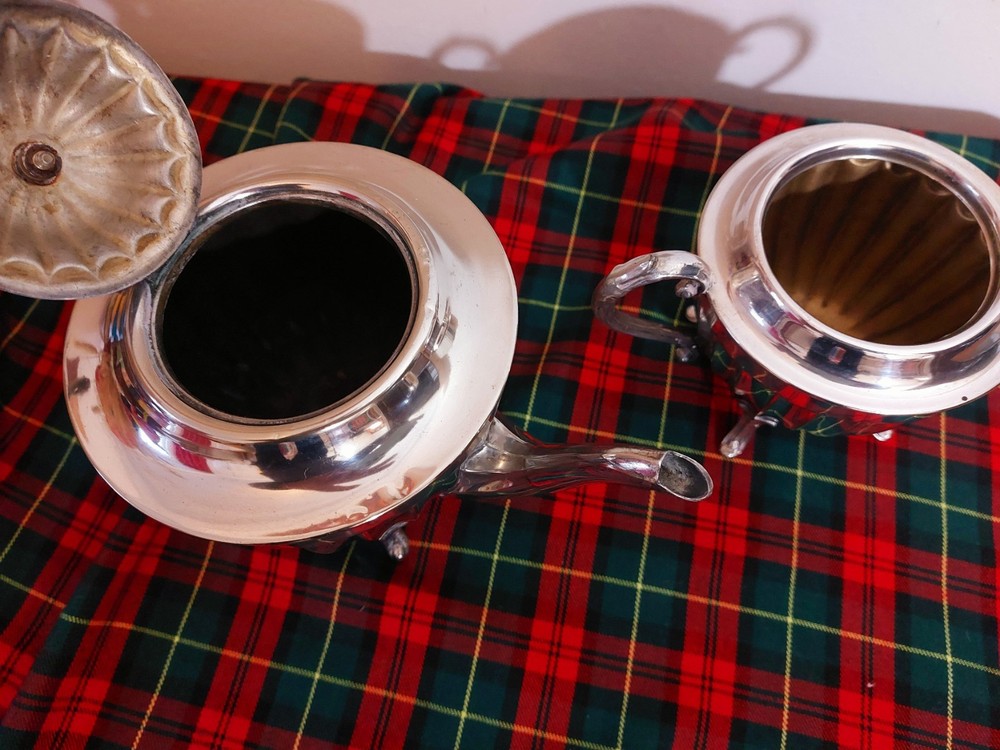 Antique Silverplate Teapot Sugar Bowl Sheffield 1938