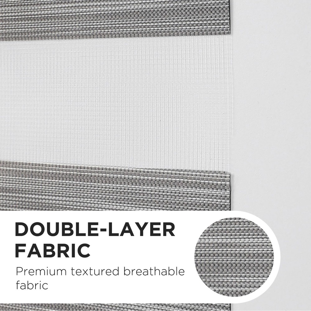 Cordless Zebra Blinds for Windows, Dual Layer Light Control Window Blinds wit...