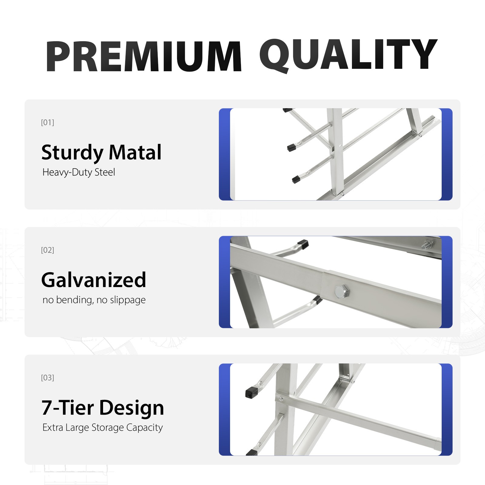 7-Tier Horizontal Storage Rack 5FTx 3FTx5 1/2FT Floor Standing Lumber For Garage